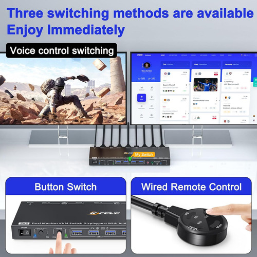 Conmutador Kvm Dp 8k, 8k/60 Hz, Ratón Compartido, Teclado, I