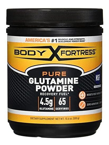 Body Fortress Glutamina 100 % Pura En Polvo, 10.6 oz