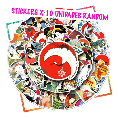 Set Sticker Calco Vinilo Termo Notebook Arte Japones Manga 