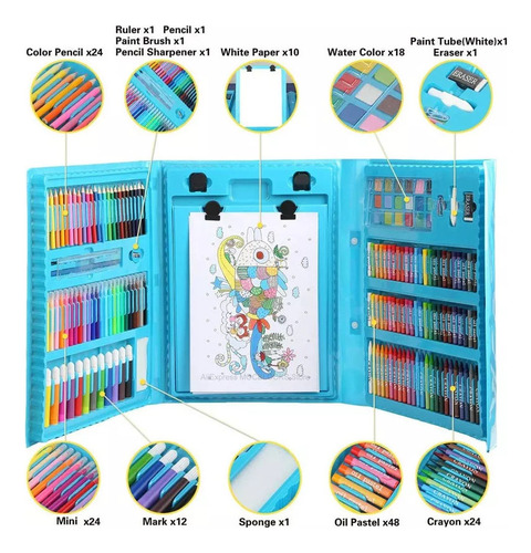 Maletin Set De Arte Marcadores Acuarelas Colores Crayolas