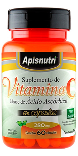 Ácido Ascórbico Vitamina C Hidroxilação Colágeno 60 Cápsulas