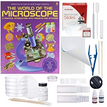 Amscope Microscopio Compuesto Accesorio Y Libro Kit: Prepara