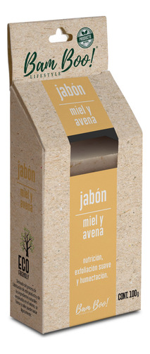 5 Pack Jabón Artesanal Natural Miel Avena 100 G Bam Boo!