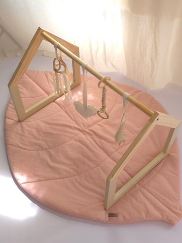 Gimnasio De Madera Montessori Para Bebes Completo Rosa Viejo