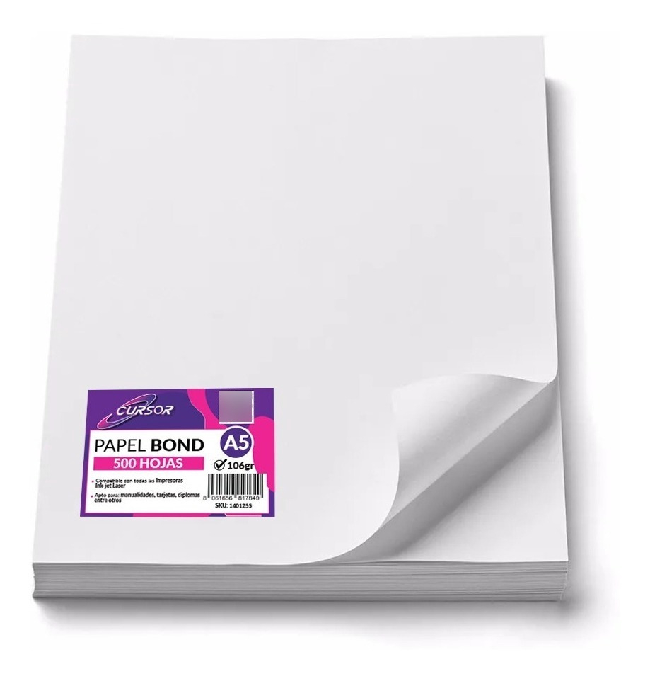 Papel Bond 106 Grs. Tamaño A5 500 Hojas Agendas 