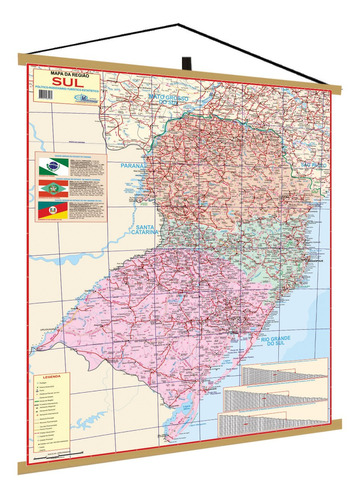 Mapa Região Sul Brasil Politico Poster Banner Geográfico