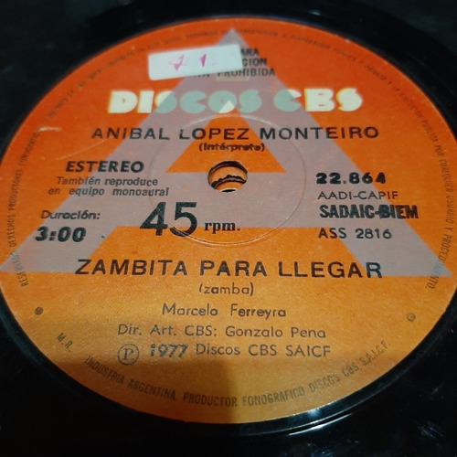 Simple Anibal Lopez Monteiro Discos Cbs C27