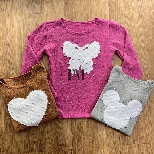 Kit Com 3 Blusa Manga Longa Infantil Lanzinha Confortável