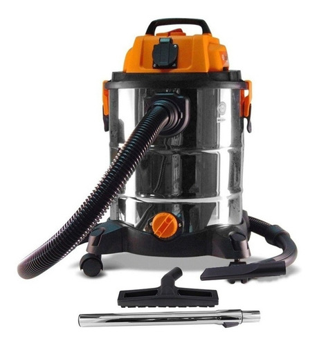 Aspiradora De tacho Lüsqtoff LA-2501M 25L plateada, naranja y negra 220V 50Hz