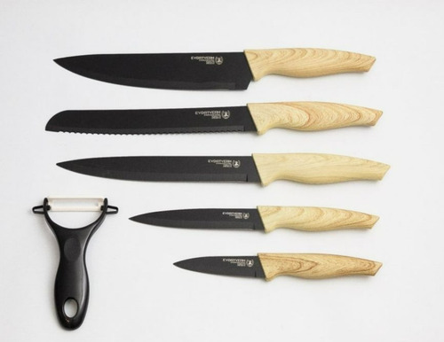 Set Cuchillos Chef Zepter 6 Piezas Profesional Simil Madera