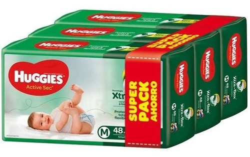 Pañales Huggies Activ Sec Flex  M144-bebés Y Niños