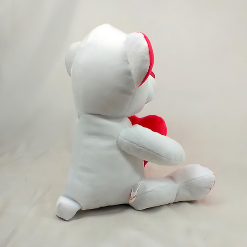 Urso Pelúcia Tatau Branco Coração Felpudo 26 Cm Altura