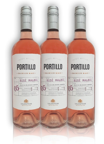 Portillo Vino Rosé Malbec Kit X3u 750ml Salentein Mendoza