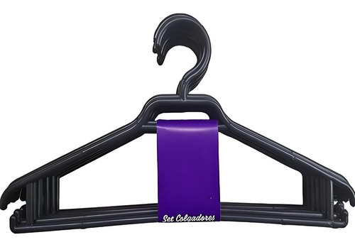 Imagen 1 de 4 de Colgadores De Ropa Plástico Negro - Pack 50 Unidades