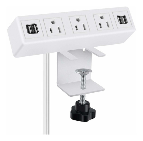 3 Ac Outlet Desk Clamp Power Strip White, Desk Mount Usb Cha