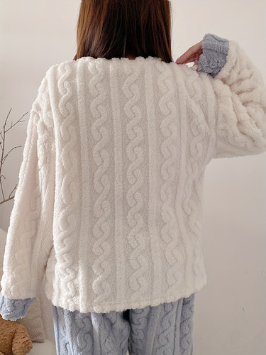 Conjunto De Pijama Polar De Invierno Para Mujer, Ropa De Hog
