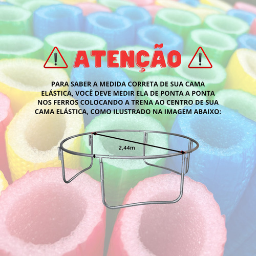 Kit Com 6 Isotubos Blindados + 1 Rede 2,44m / 2,50m Para Cama Elástica Pula Pula Val Brinquedos