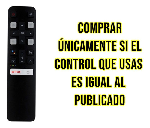 Imagen 2 de 10 de Control Remoto Compatible Tcl Rc802v Android Smarttv Netflix