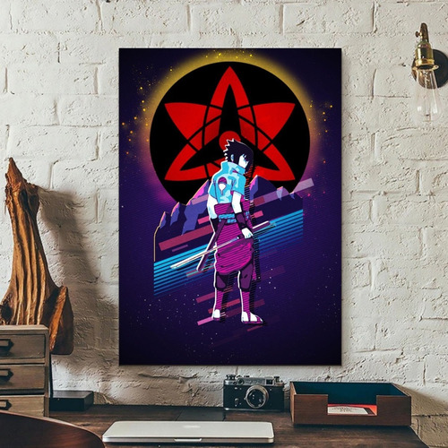 Cuadro Decorativo Sasuke Uchiha Neon Naruto Canvas 30x45cm