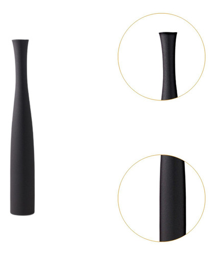 Vaso De Cerâmica Alto Para Flores, Preto 6x6x40,5cm