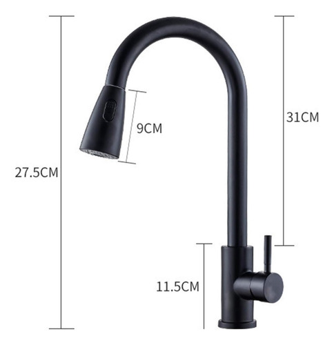 Llave De Lavaplatos Grifo Extraíble Extensible Flexible Negr