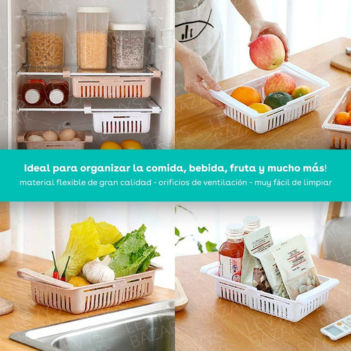 Imagen 3 de 8 de Canasto Extensible Colgante Para Heladera Escurridor Verdura