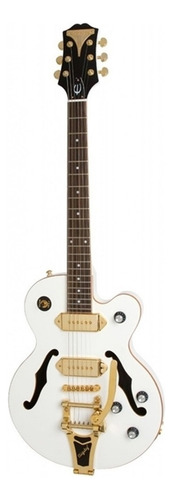 Guitarra eléctrica Epiphone Archtop Wildkat (Bigsby) de caoba pearl white níquel con diapasón de okume