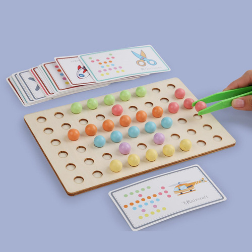 Juego De Cuentas De Tablero De Clavijas De Madera, Juguete A