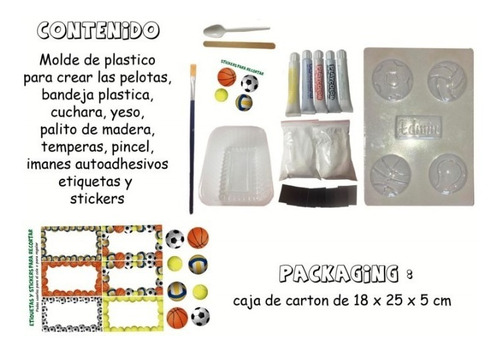 Imagen 2 de 4 de Crea Pinta Imanes Deportivos Juego Manualidades Arte Chicxs