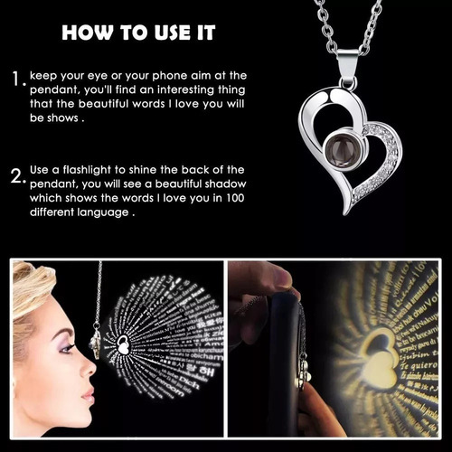 Rosa Eterna Real Preservada + Collar Te Amo En 100 Idiomas G