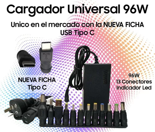 CARGADOR UNIVERSAL LETOS 13 PINES 96W - Barrios Computación
