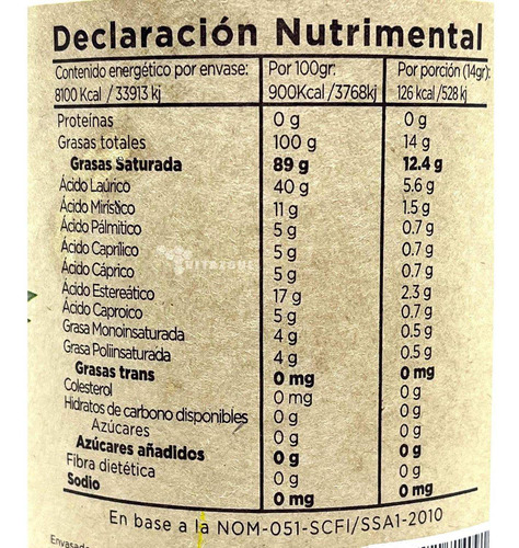 Imagen 3 de 7 de Aceite De Coco Virgen Orgánico 1 Lt E-nature