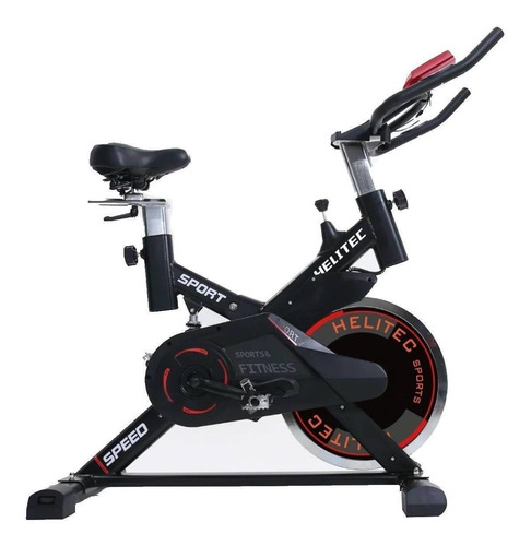 Bicicleta Fija Helitec Indoor Profesional 18kg Para Spinning Color Negro