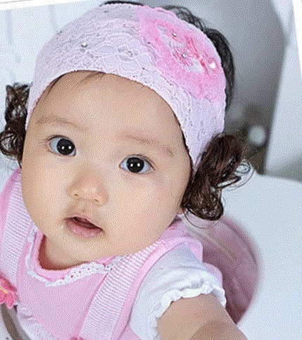 Imagem 5 de 6 de Atacado 50 Faixa Cabeça Bebê Menina Renda Com Falsa Peruca