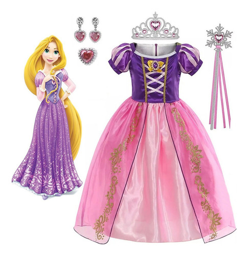 Disfraz De Princesa Rapunzel / Tangled Vestido, Niñas .