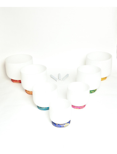 Imagen 2 de 10 de Set 7 Cuencos Parquer Cristal Cuarzo 7 Tonos Chakras 7 A 12