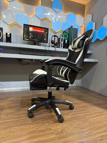 Silla Gamer Stream Con Apoya Pies Eco Cuero Baires4