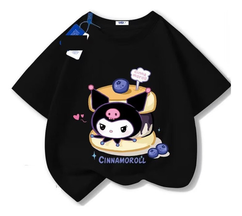 Playera Kuromi Cake Manga Corta De Algodón