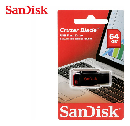 Imagen 2 de 2 de Pendrive Usb Sandisk Cruzer Blade 64gb