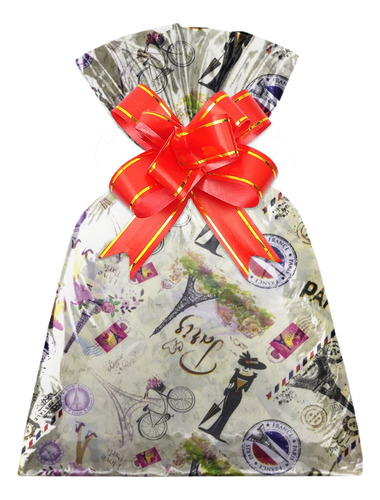 100 Unidades - Saco De Presente 20x29cm Paris