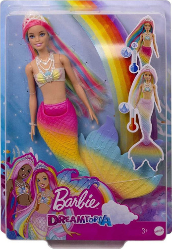 Barbie Sirena Dreamtopia Mágica Con Cabello Color Arco Iris