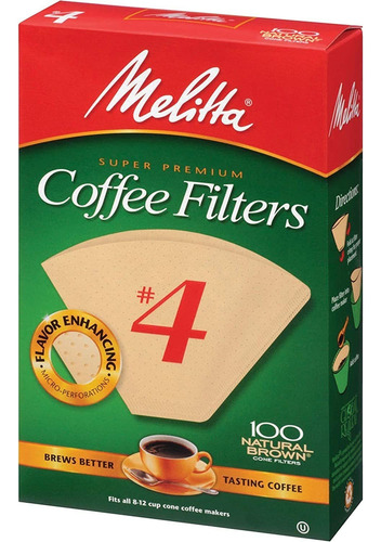 Melitta Filtro De Papel De Café Super Premium No. 4, Cono N.