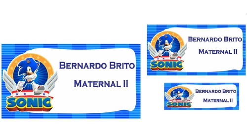 Etiqueta Escolar Sonic Personalizado Kit Com 60 Adesivos