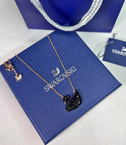 Colar Swarovski Black Swan Swan Black Rhodium + D Kit