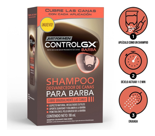 Shampoo Just For Men Control Gx, Shampoo Matizador Que Cubre