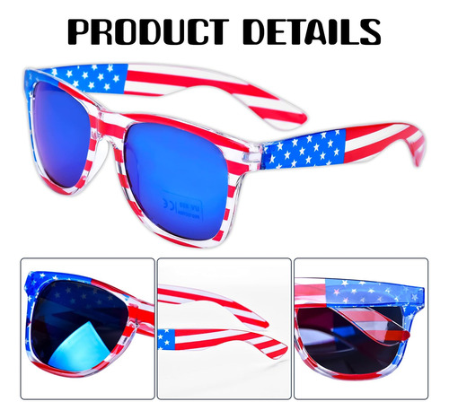 Donse 3 Pares De Gafas De Sol Con Estilo Bandera Americana