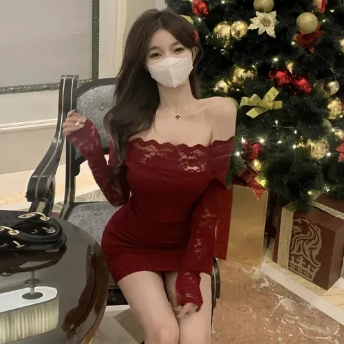 Minivestido Ajustado Sin Tirantes De Encaje - Ropa De Club S