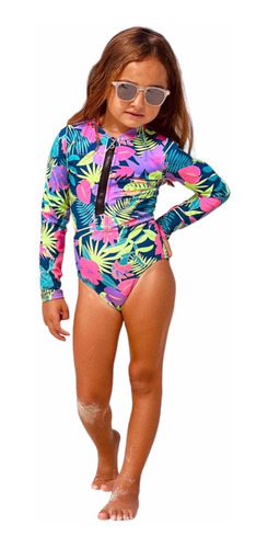 Malla Entera Niña Surf Uv Upf50+ Mangas Largas Tropical