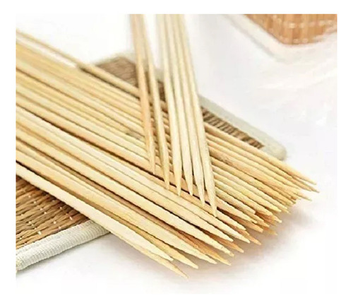200 Palillos De Bambú Natural De 30cm Para Brochetas De Punta Afilada