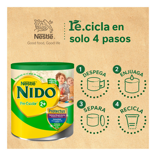 Alimento A Base De Leche Nido Kinder Pre Escolar 2+ Lata 800g